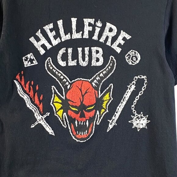 Netflix Stranger Things Hellfire Club T-Shirt S Black Cotton Graphic Tee - Picture 3 of 7
